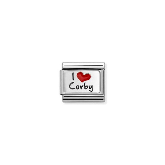 Classic Silver and Enamel I Love Corby Travel Charms