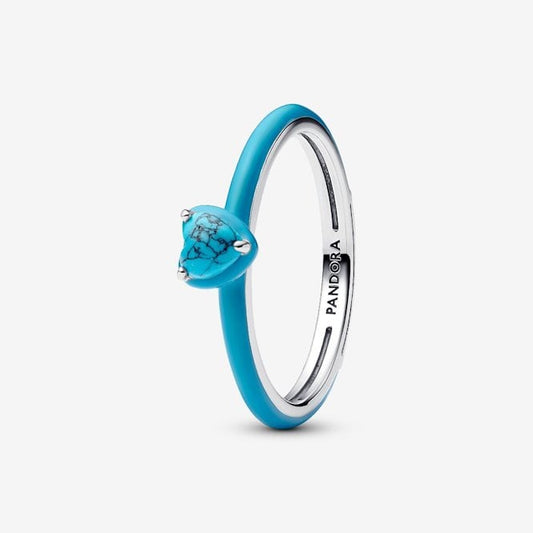 Turquoise Chakra Heart Ring, Size 54
