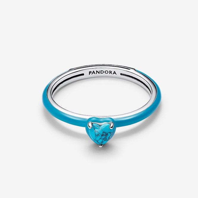 Turquoise Chakra Heart Ring, Size 54