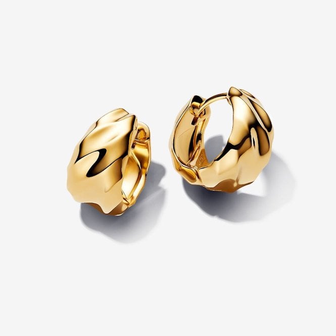 Gold Rippled Hoop Earrings
