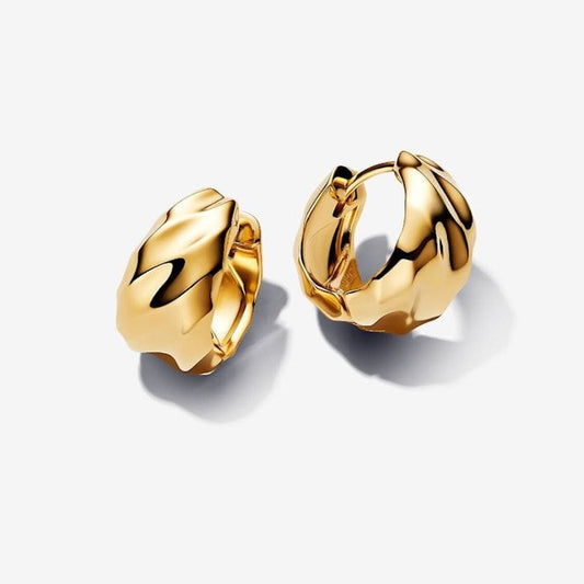 Gold Rippled Hoop Earrings