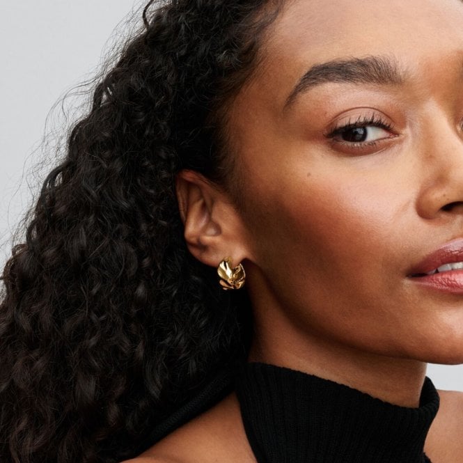 Gold Rippled Hoop Earrings