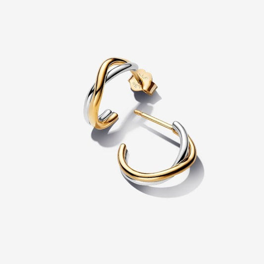 Organically Shaped Two-Tone Open Hoop Earrings