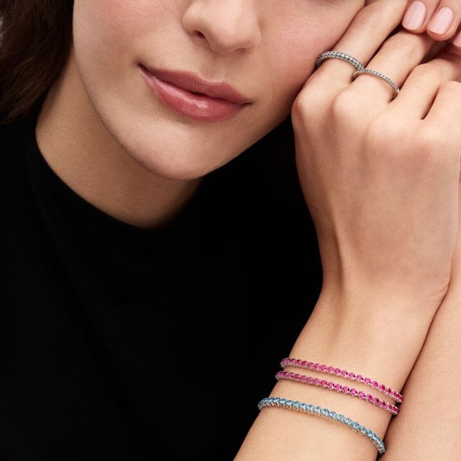 Sparkling Pink Tennis Bracelet, 16cm