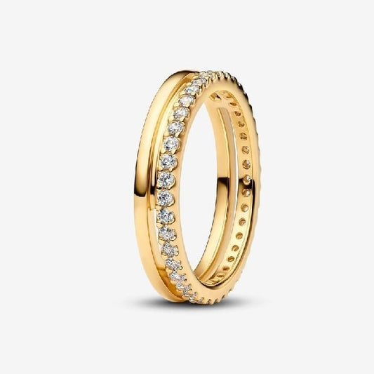 Gold Double Band Ring, Size 48