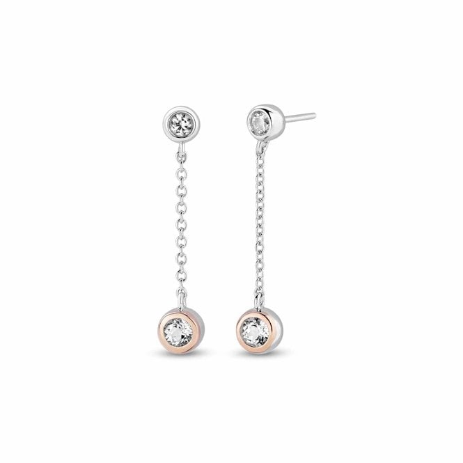 Celebration Silver Drop Chain Earrings with Topaz