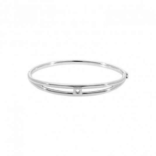 Roma Double-Row Silver Bangle, 19cm