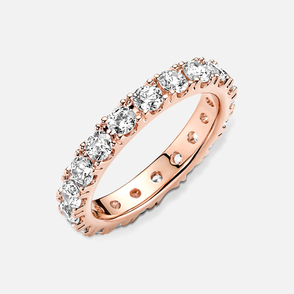 Rose Sparkling Row Eternity Ring, Size 48