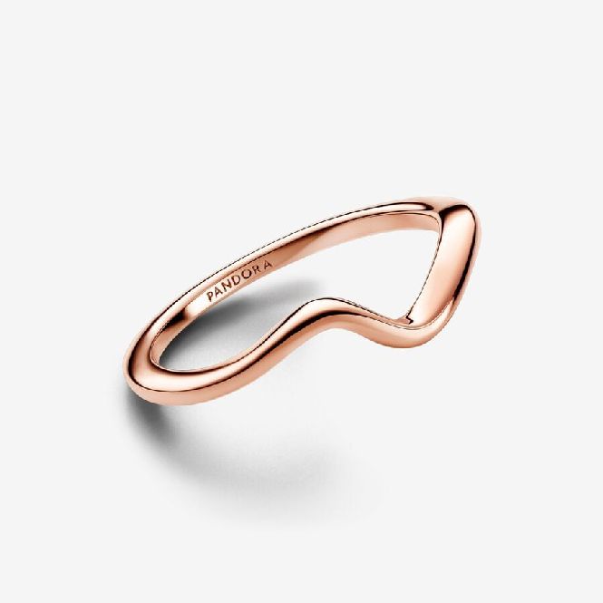 Rose Polished Wave Ring, Size 54