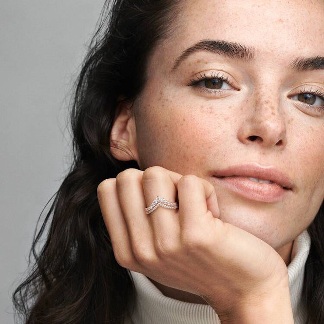 Rose Princess Wishbone Ring, Size 50