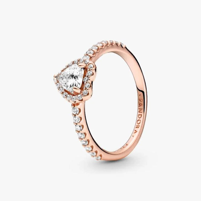 Rose Sparkling Elevated Heart Ring, Size 52
