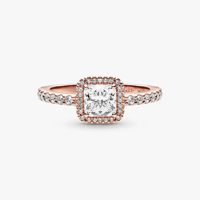 Pandora Rose Square Sparkle Halo Ring, Size 48