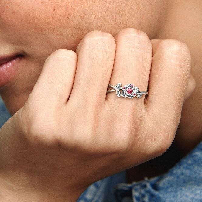 Pandora Disney Beauty and the Beast Rose Ring, Size 50