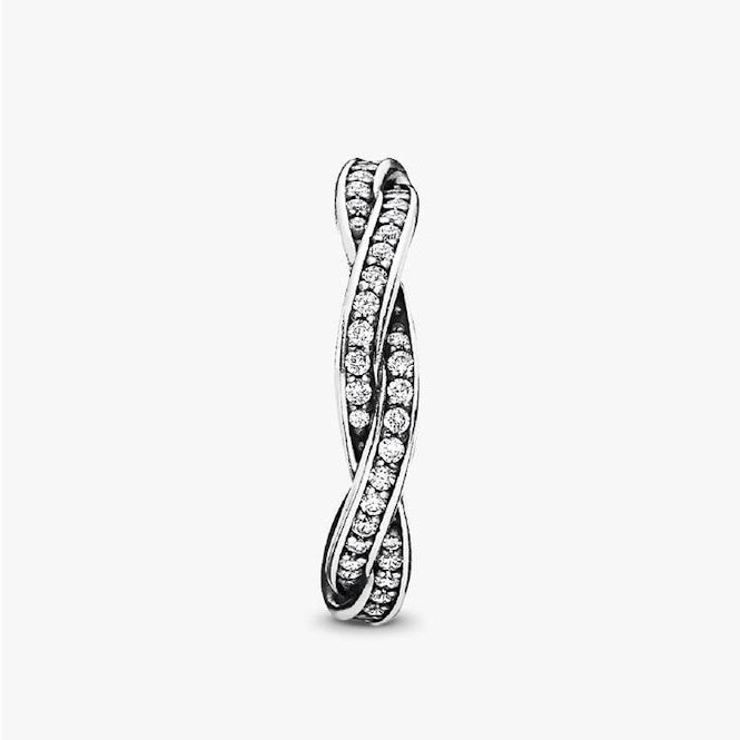 Pandora Sparkling Twisted Lines Ring, Size 52