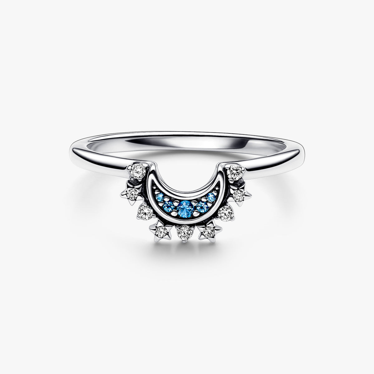 Pandora Celestial Blue Sparkling Moon Ring