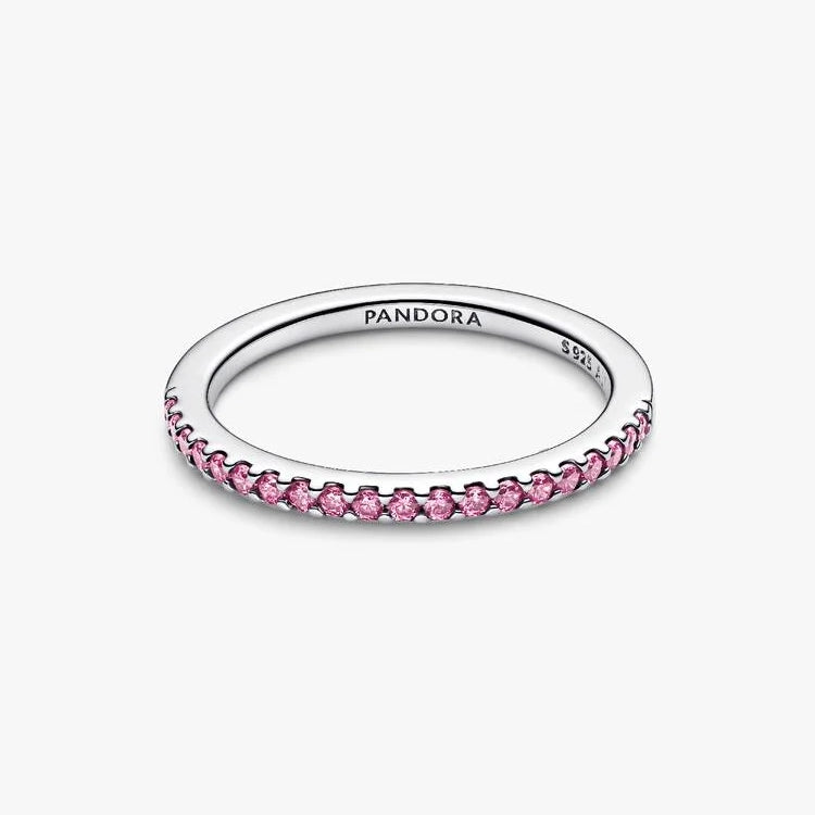 Sparkling Pink Band Ring, Size 52