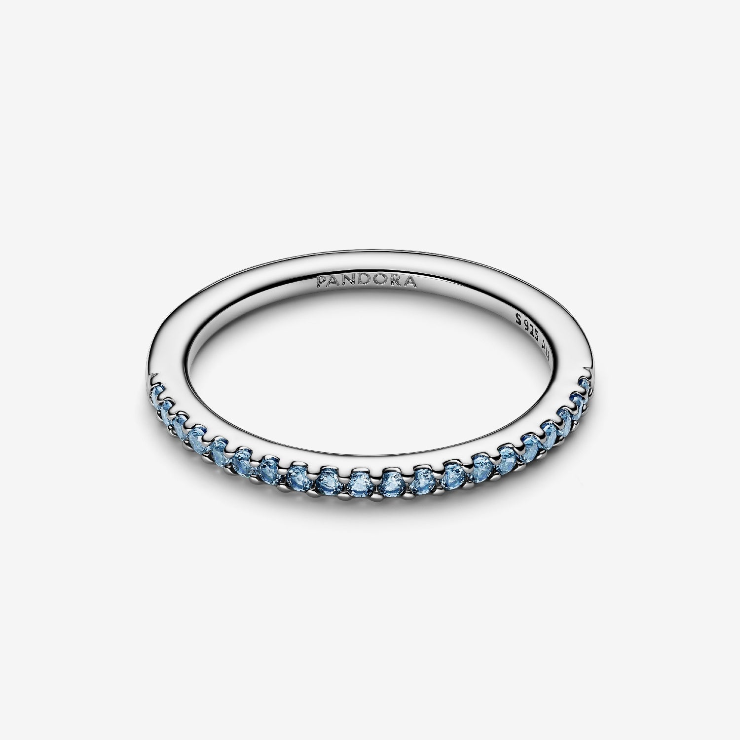 Pandora Sparkling Aquamarine Half-Eternity Band Ring, Size 56