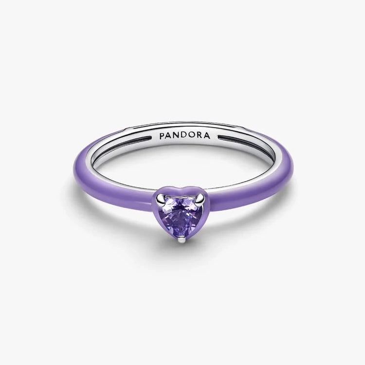Purple Chakra Heart Ring, Size 50
