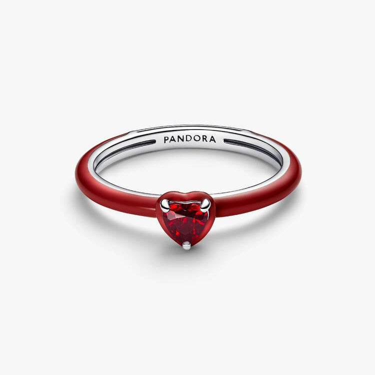 Red Chakra Heart Ring, Size 58