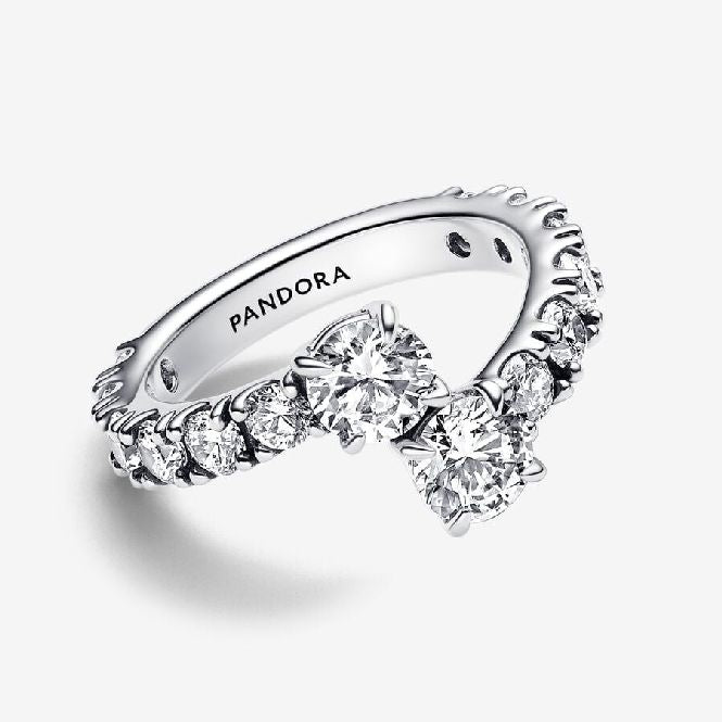 Sparkling Overlapping Band Ring, Size 52