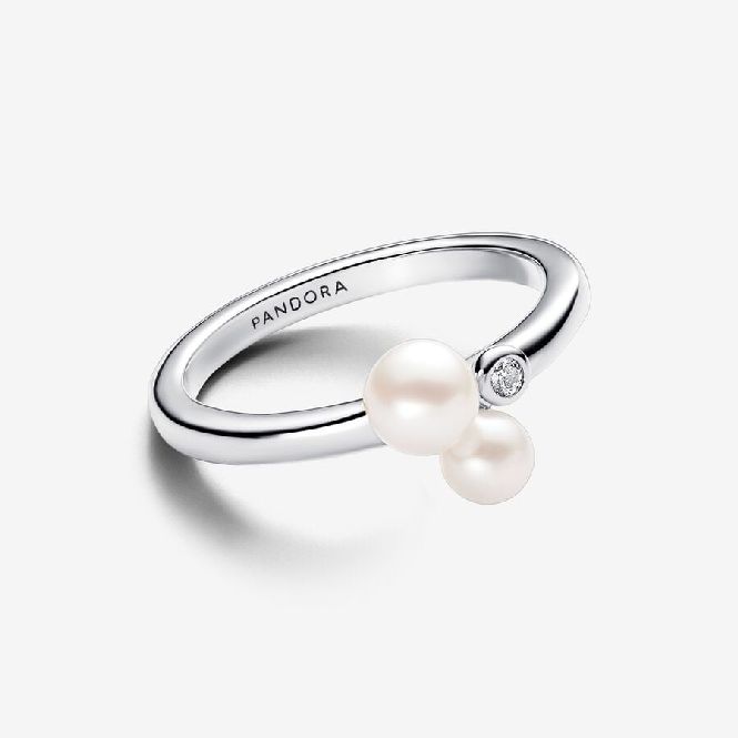 Duo Treated Freshwater Cultured Pearls Ring, Size 54