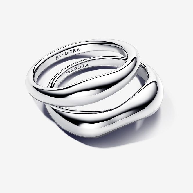 Pandora Organically Shaped Stacking Rings, Size 54