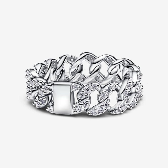 Pandora Pave Cuban Chain Ring, Size 50