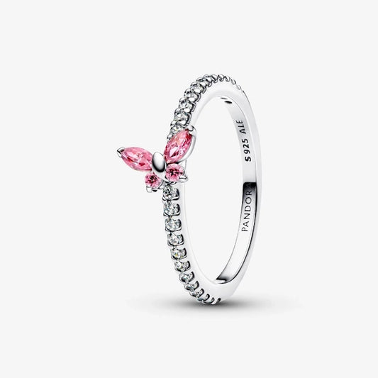 Pandora Sparkling Fancy Pink Butterfly Ring, Size 58