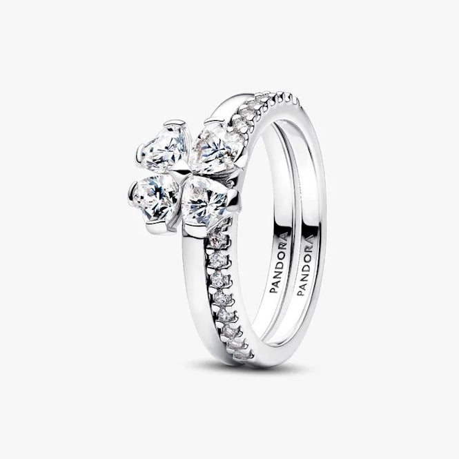 Sparkling Lucky Clover Splittable Ring, Size 58