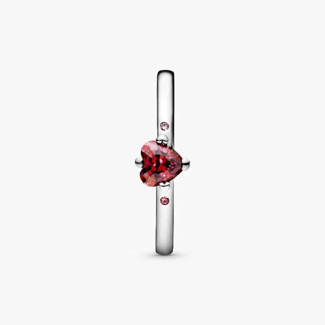Sparkling Red Heart Ring, Size 48