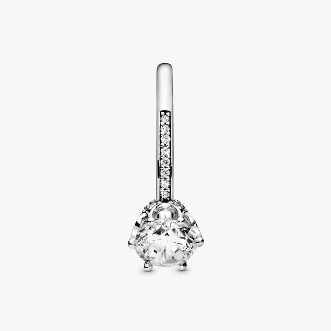 Clear Sparkling Crown Solitaire Ring, Size 48
