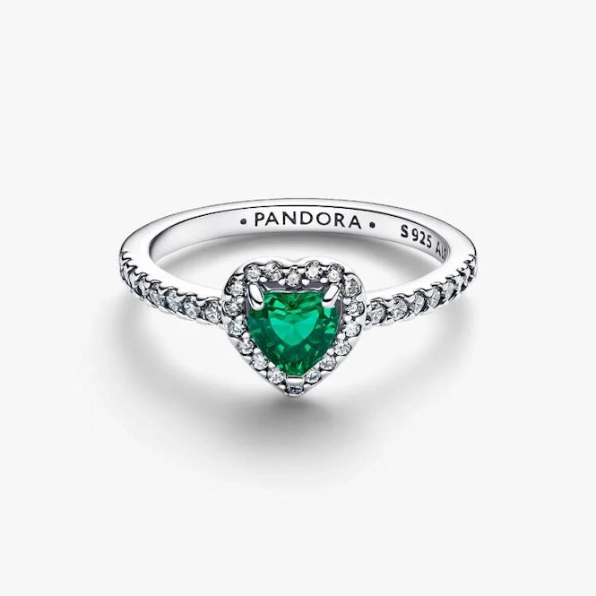 Elevated Royal Green Heart Ring, Size 56
