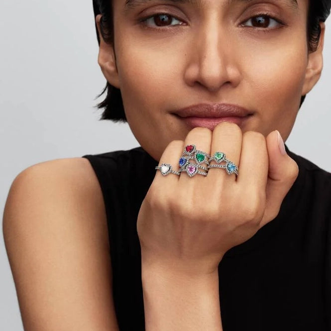 Elevated Mint Green Heart Ring, Size 54