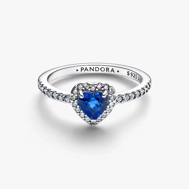 Elevated Princess Blue Heart Ring, Size 60