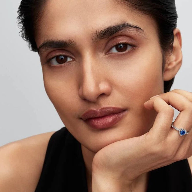 Elevated Princess Blue Heart Ring, Size 60