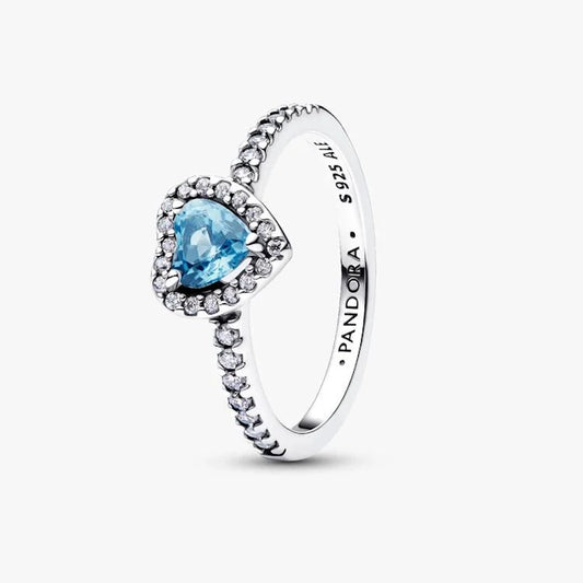 Elevated Light Blue Heart Ring, Size 60