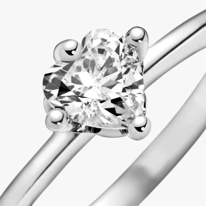 Pandora Clear Heart Solitaire Ring, Size 56