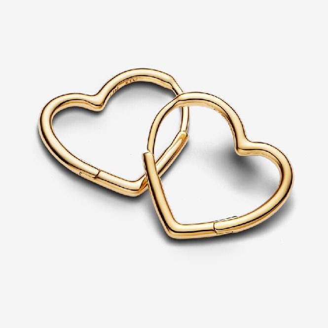 Gold Asymmetrical Small Heart Hoop Earrings