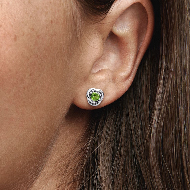 August Birthstone Eternity Circle Stud Earrings
