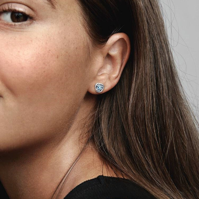 March Birthstone Eternity Circle Stud Earrings