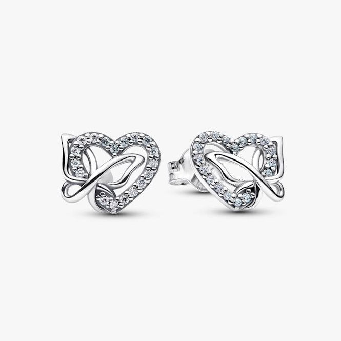 Entwined Heart & Butterfly Stud Earrings