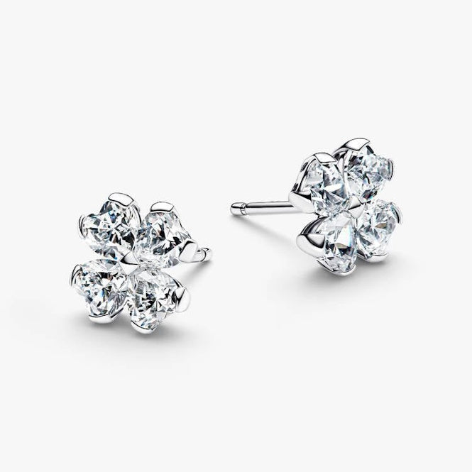 Sparkling Lucky Clover Stud Earrings