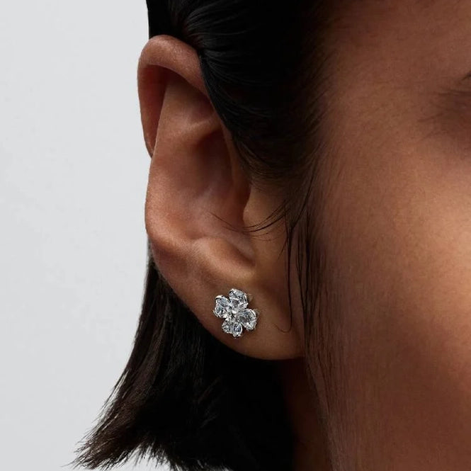 Sparkling Lucky Clover Stud Earrings