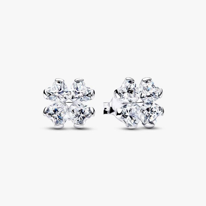 Sparkling Lucky Clover Stud Earrings