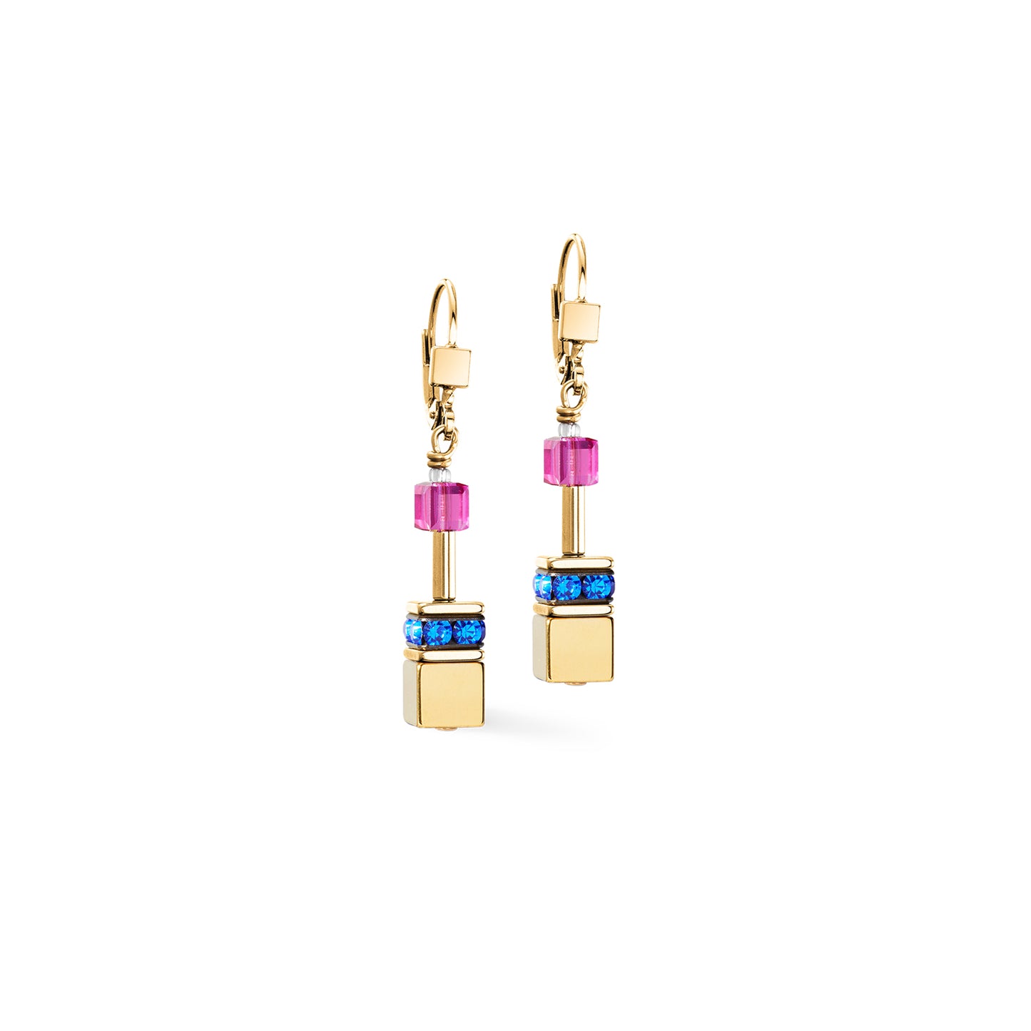 GeoCUBE Iconic Metallic Earrings in Gold & Rainbow Multicolours
