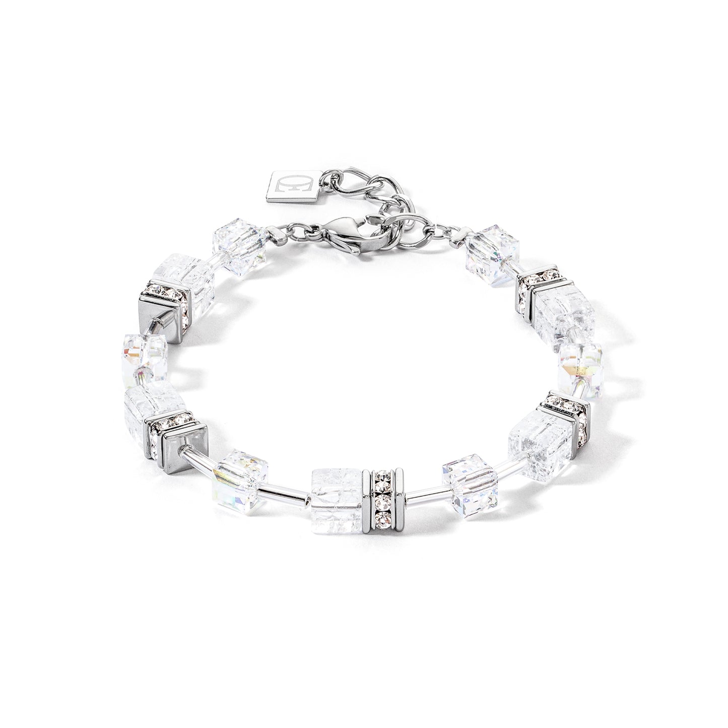 GeoCUBE Iconic Nature Bracelet in Silver & Clear White