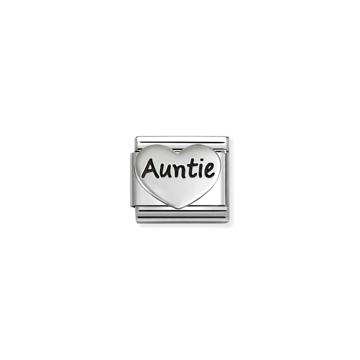 Classic Oxidised Silver Auntie Big Heart Family & Friends Charms
