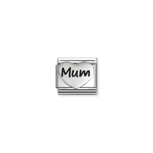 Classic Oxidised Silver Mum Big Heart Family & Friends Charms