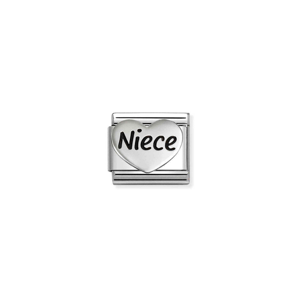 Classic Oxidised Silver Niece Big Heart Family & Friends Charms