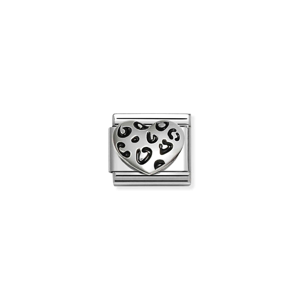 Classic Silver and Enamel Leopard Heart Love & Hearts Charms
